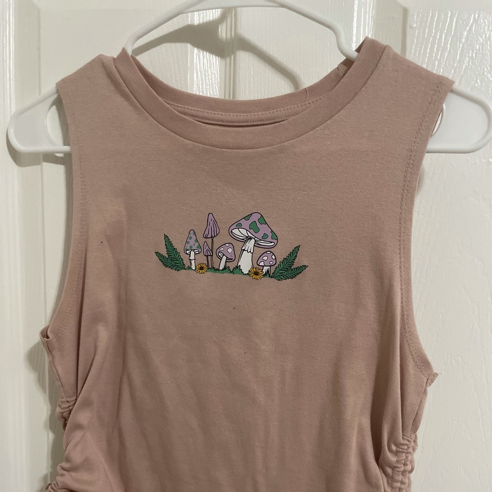 Juniors Crop top mushrooms/sun beige pink